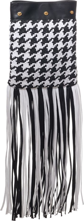 Shoulder Bag Versace Black And White Leather And Textile