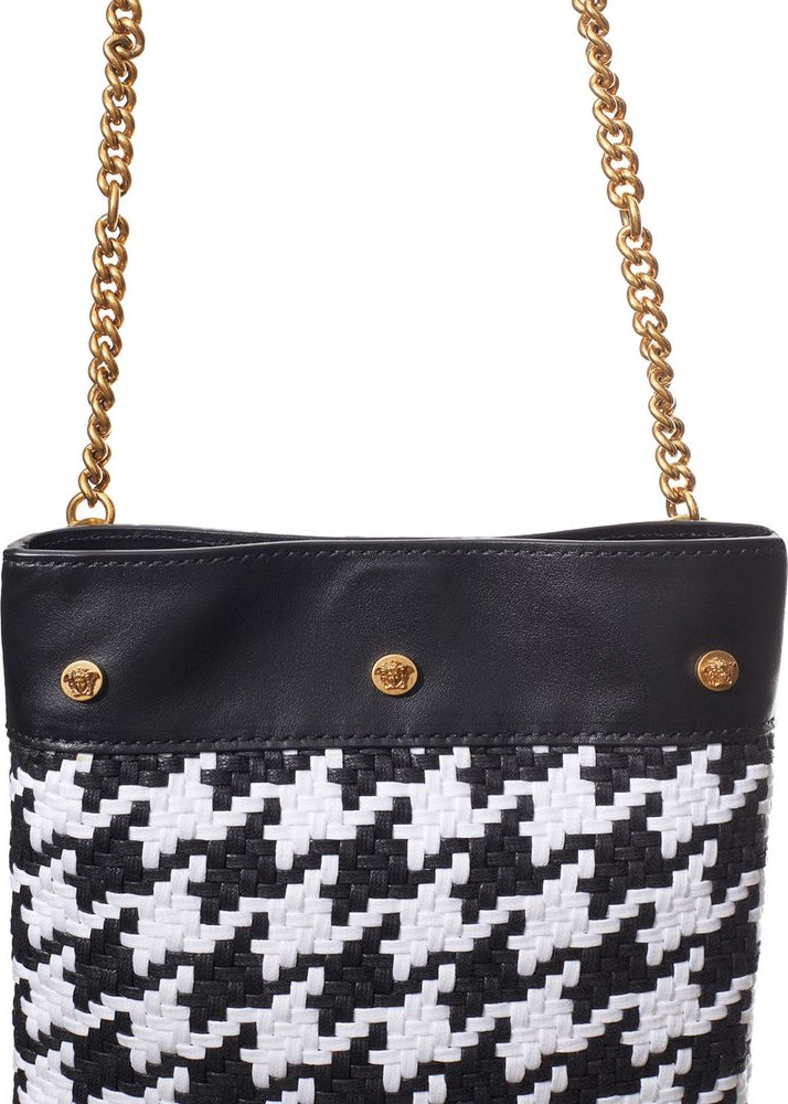 Shoulder Bag Versace Black And White Leather And Textile