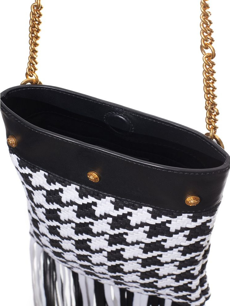 Shoulder Bag Versace Black And White Leather And Textile