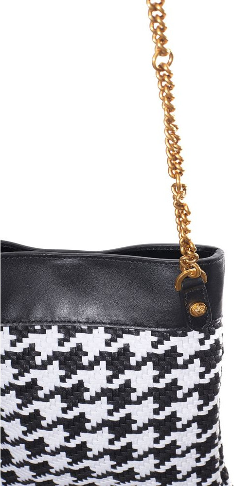 Shoulder Bag Versace Black And White Leather And Textile