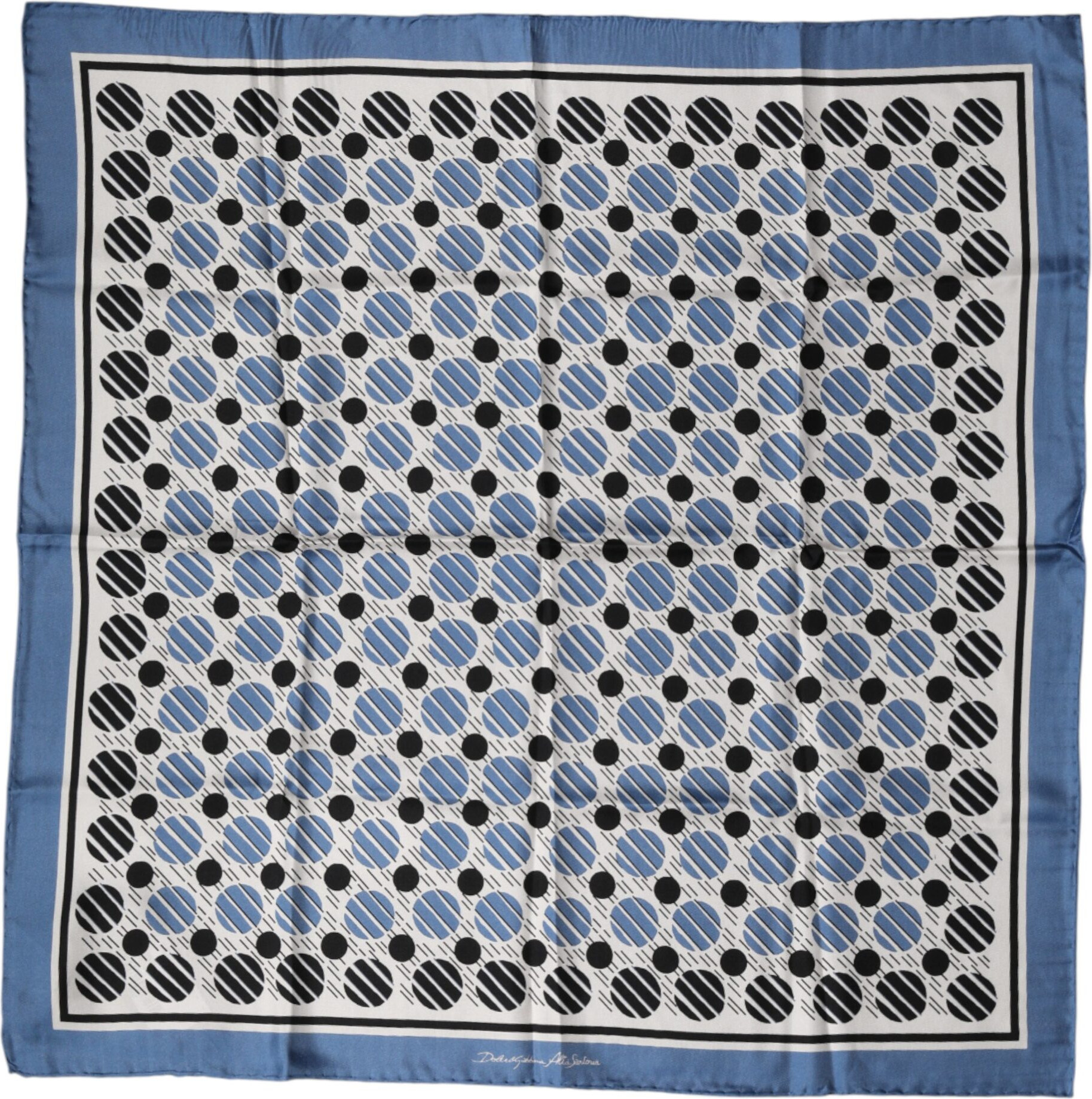 Blue Dotted Silk Square Foulard Dolce & Gabbana Scarf