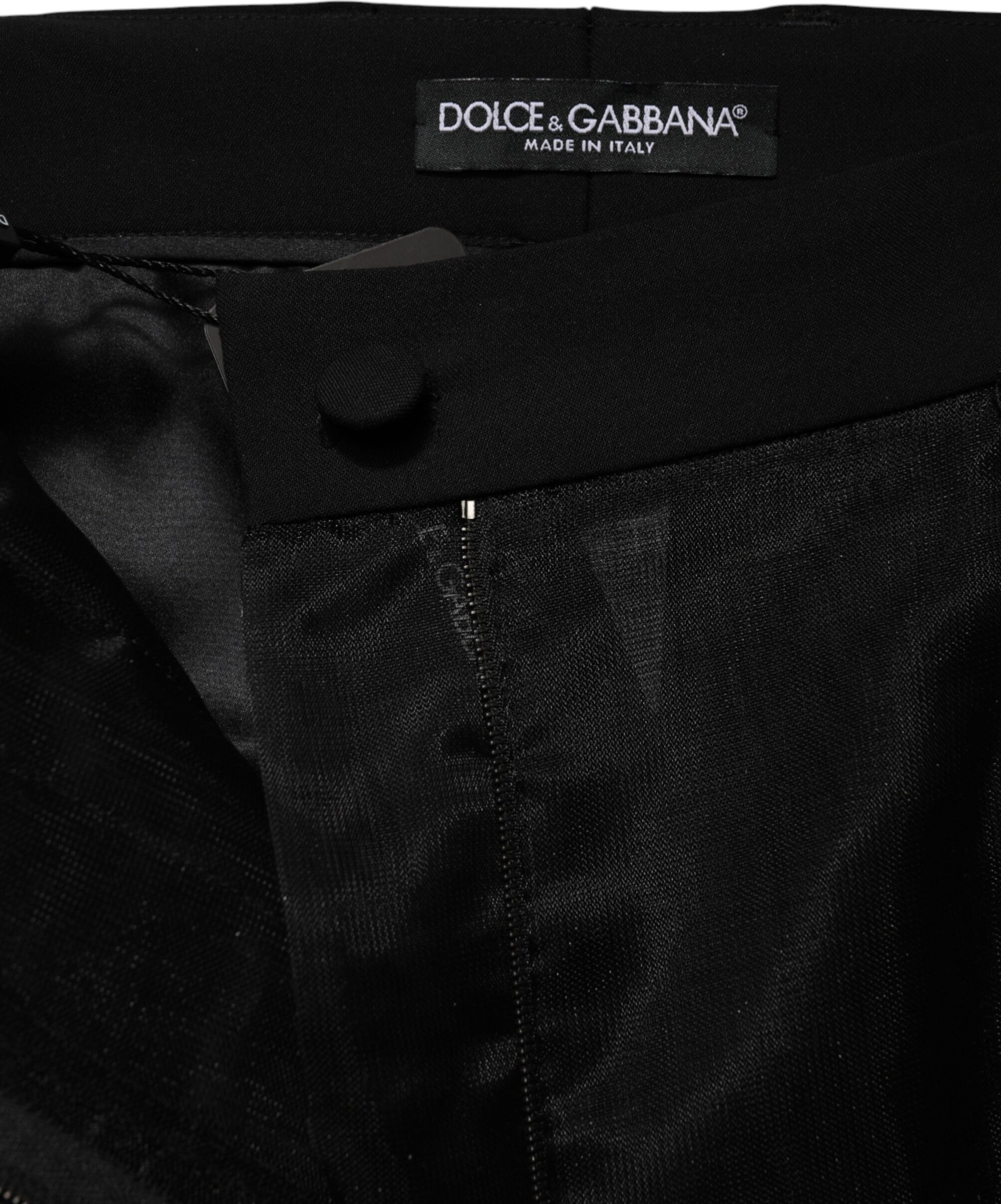 Black High Waist Tulle Wool Trouser Pants Dolce & Gabbana