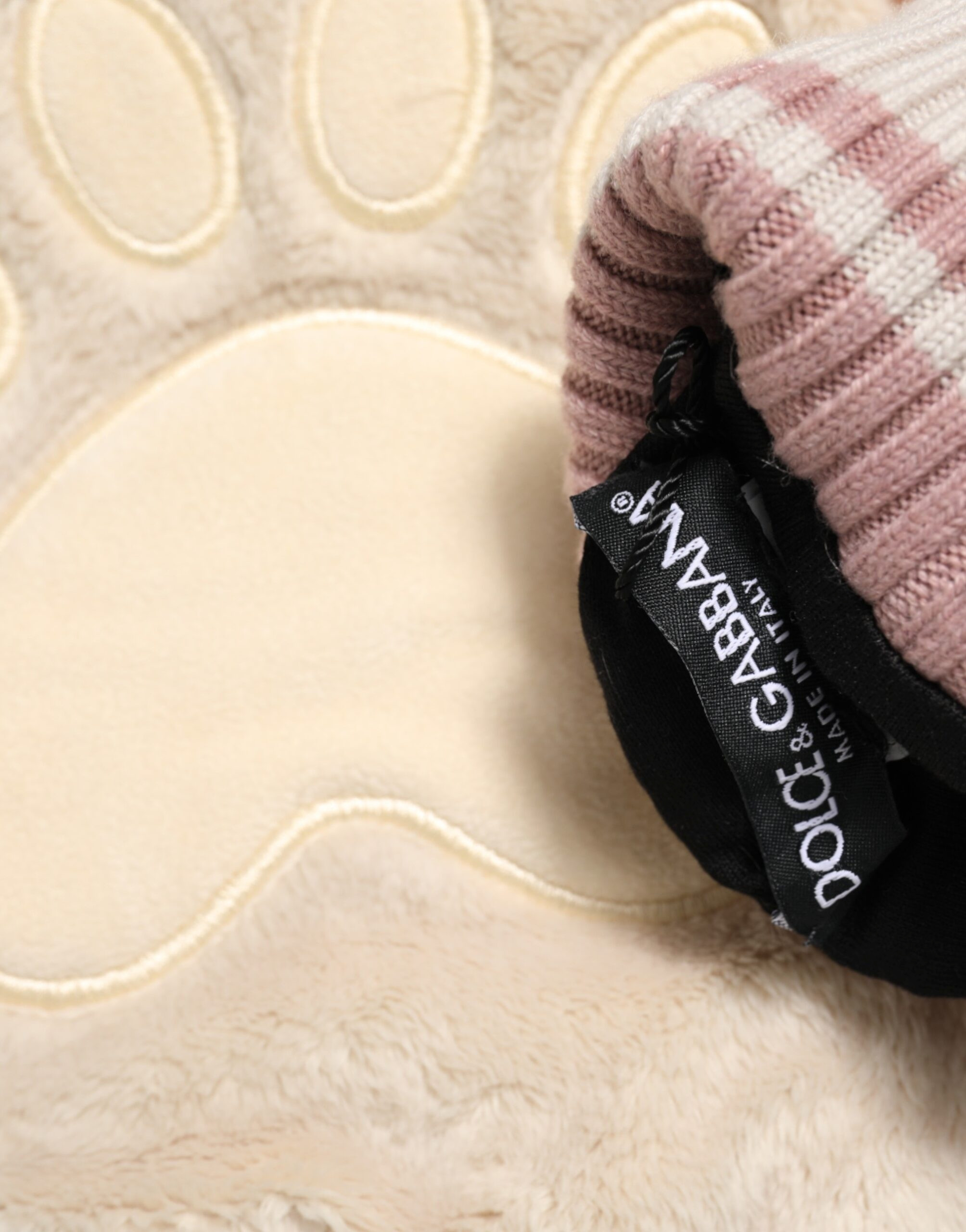 Braune Acryl Strick Handschuhe mit Pelzbesatz von Dolce & Gabbana