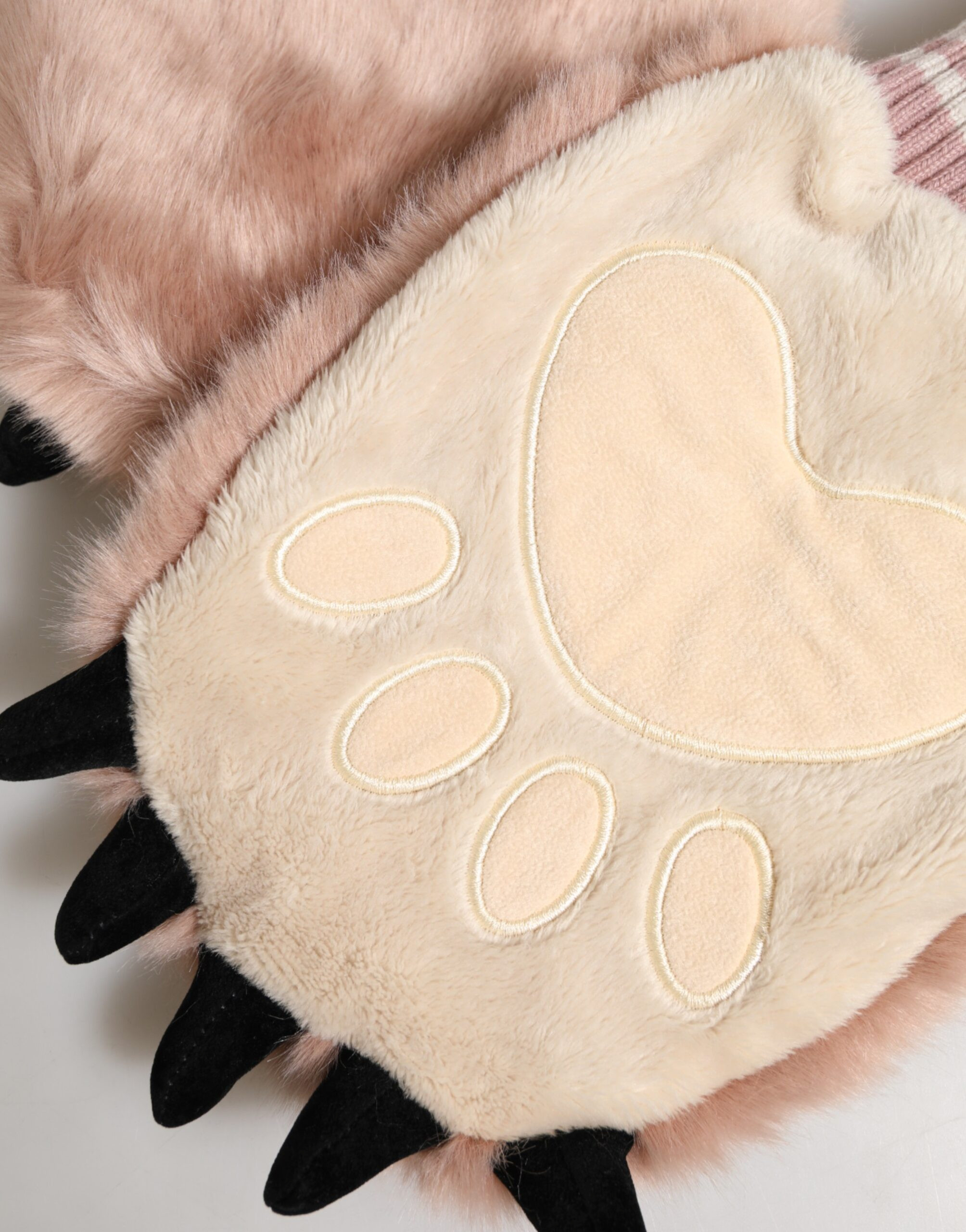 Braune Acryl Strick Handschuhe mit Pelzbesatz von Dolce & Gabbana
