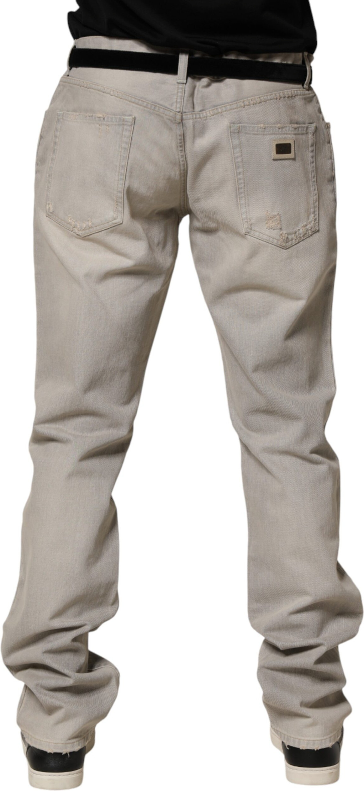 Hellgraue gerade Jeans aus Baumwolle von Dolce & Gabbana