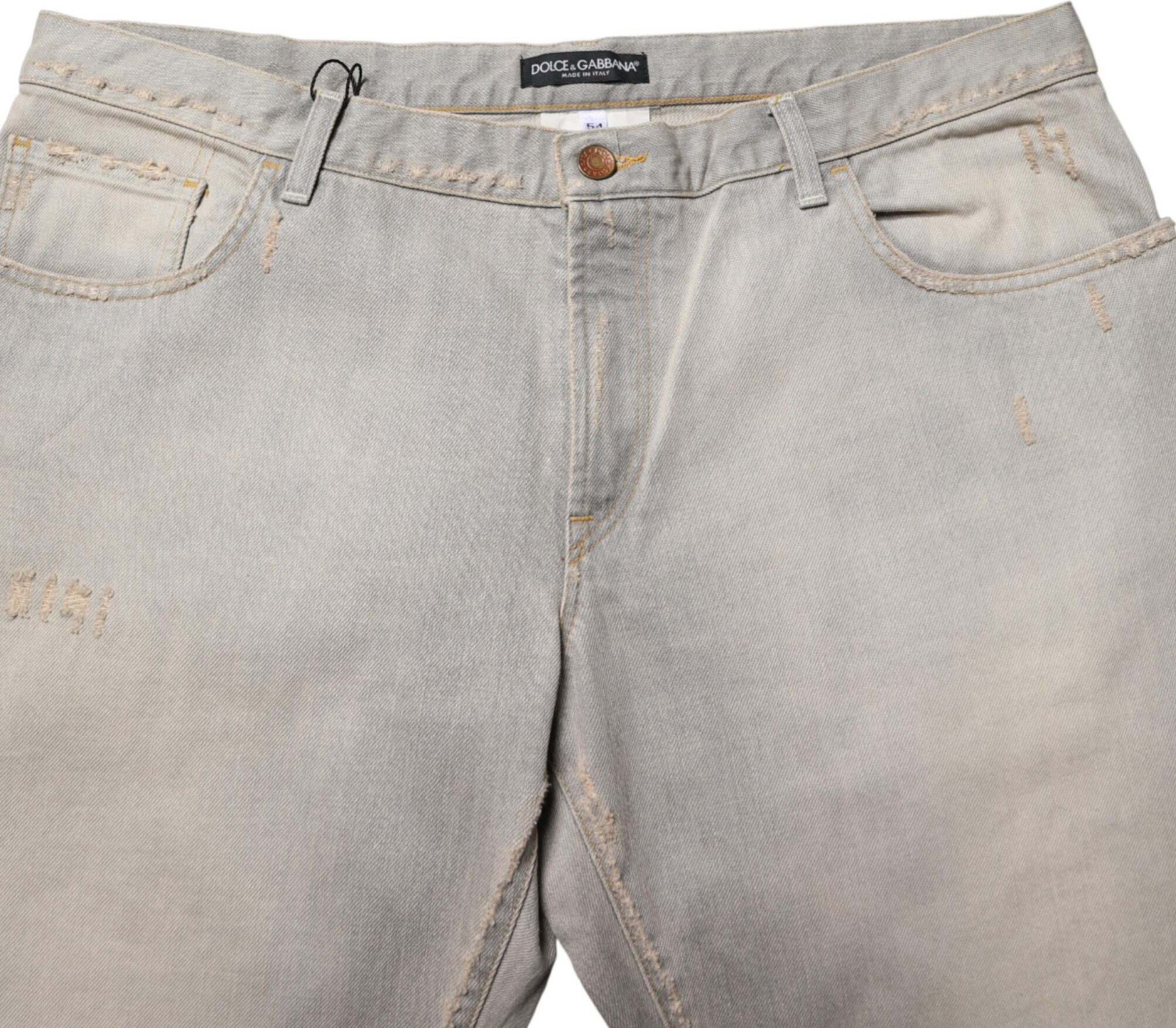 Hellgraue gerade Jeans aus Baumwolle von Dolce & Gabbana