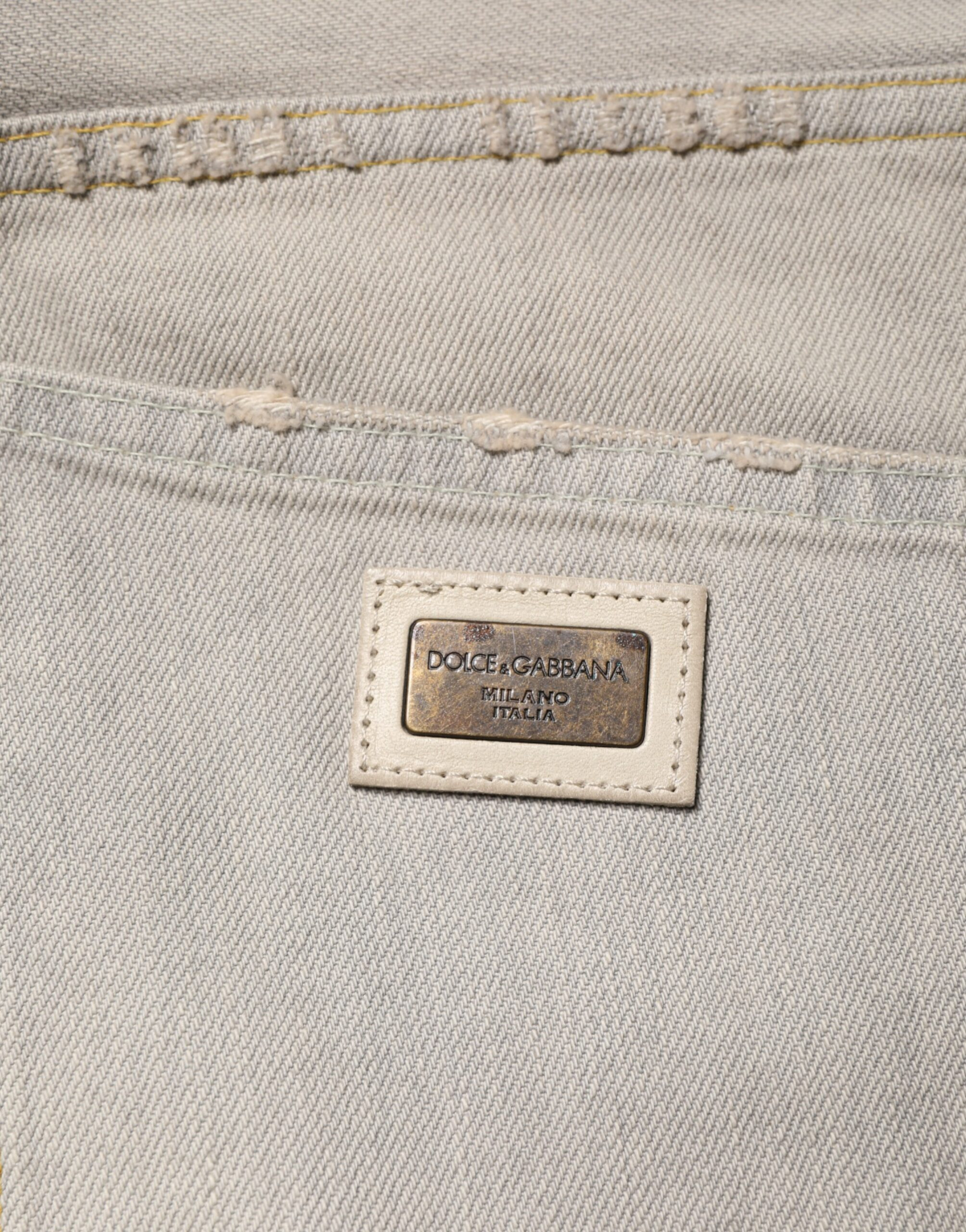 Hellgraue gerade Jeans aus Baumwolle von Dolce & Gabbana