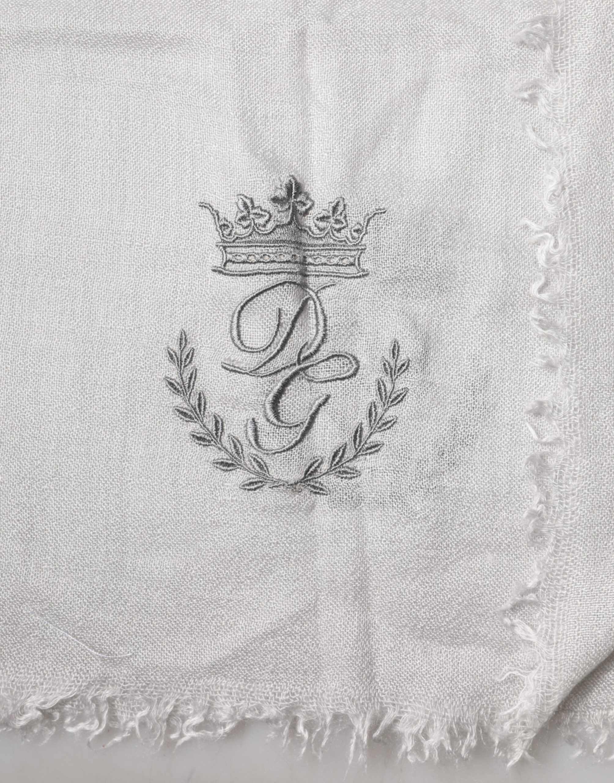 Gray Cashmere Knit Neck Wrap Shawl Scarf Dolce & Gabbana Lace Stole