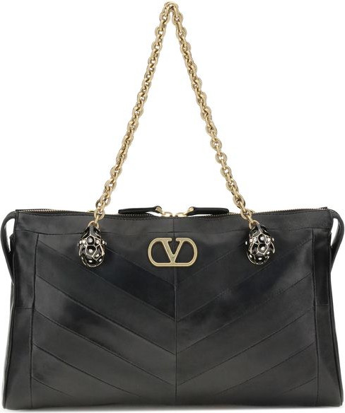Black Calf Leather Bos Taurus Shoulder Bag Valentino Garavani