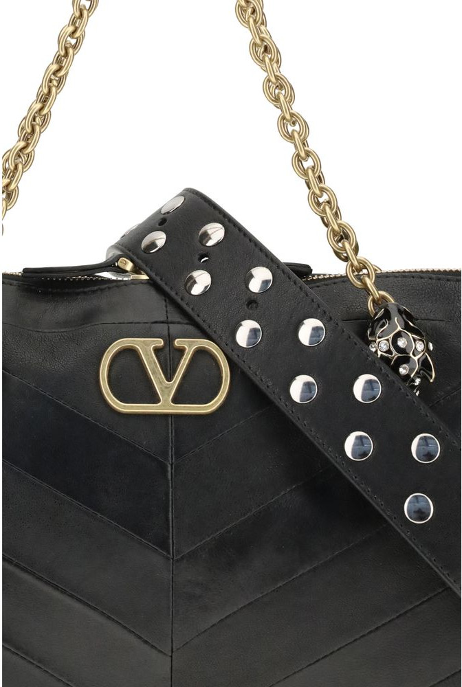 Black Calf Leather Bos Taurus Shoulder Bag Valentino Garavani