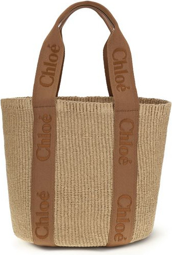 Chloe Woody savat sumkasi, bej raffia sumkasi