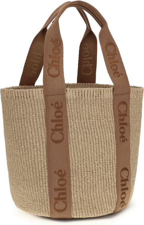 Chloe Woody savat sumkasi, bej raffia sumkasi