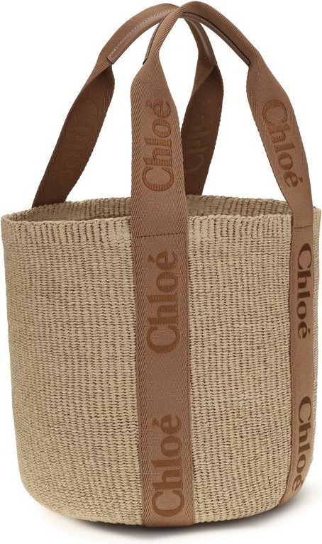 Chloe Woody savat sumkasi, bej raffia sumkasi