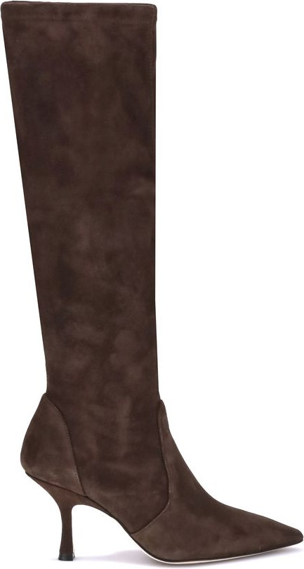 Ботинки Stuart Weitzman Коричневая Кожа Теленка Bos Taurus на Высоком Каблуке