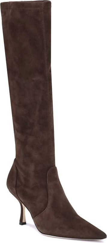 Ботинки Stuart Weitzman Коричневая Кожа Теленка Bos Taurus на Высоком Каблуке