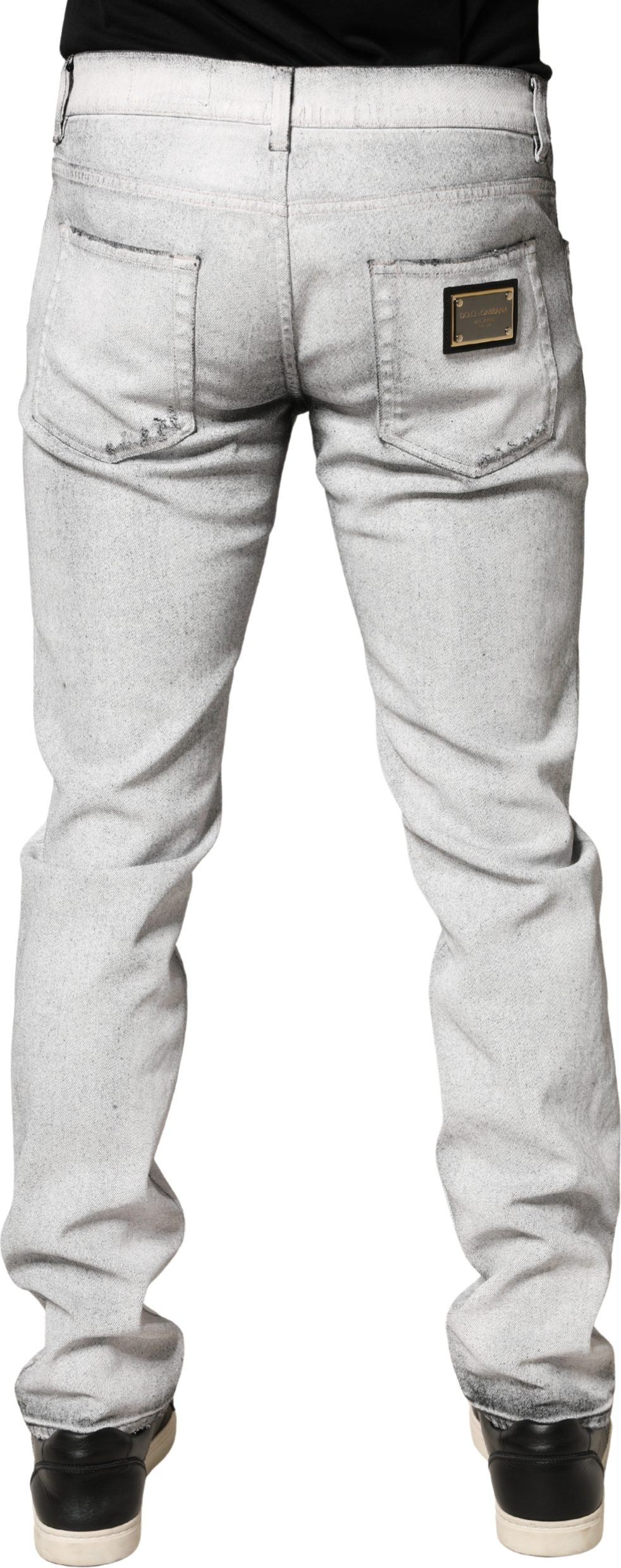Dolce & Gabbana Light Gray Distressed Skinny Men Denim Jeans