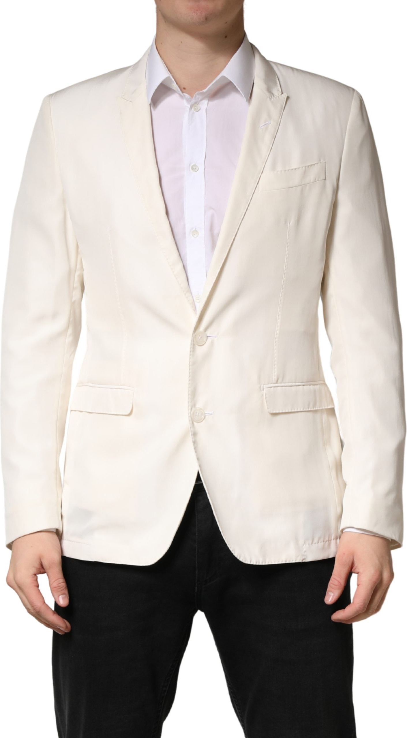 White Cotton Single Breasted Jacket Blazer Dolce & Gabbana