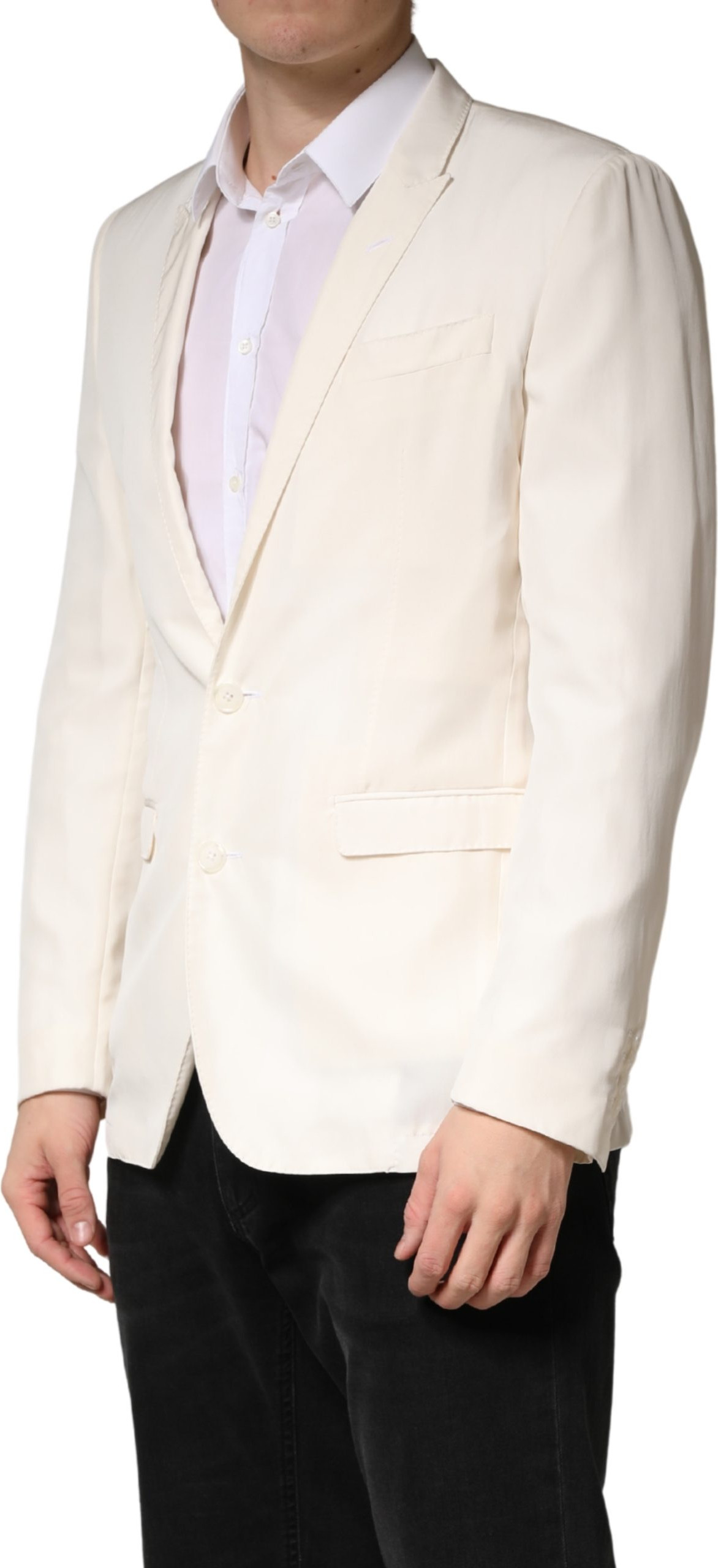White Cotton Single Breasted Jacket Blazer Dolce & Gabbana