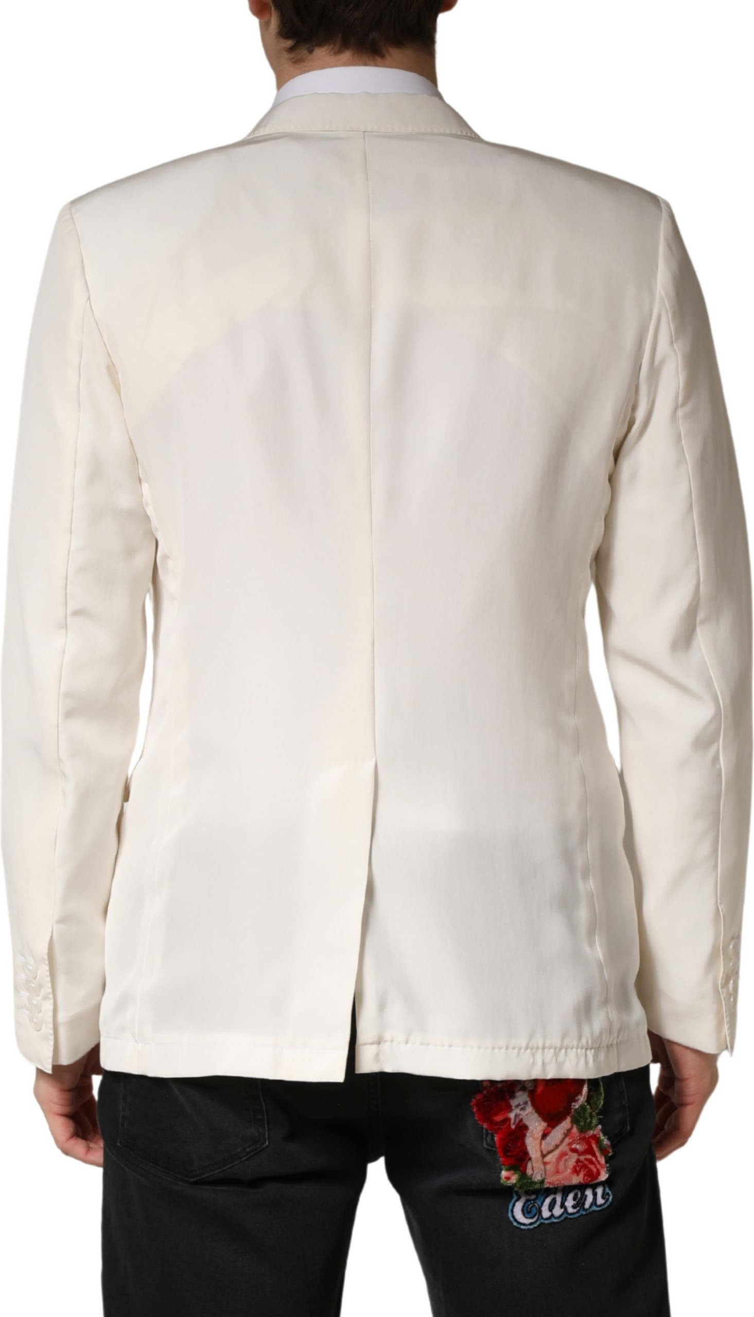 White Cotton Single Breasted Jacket Blazer Dolce & Gabbana