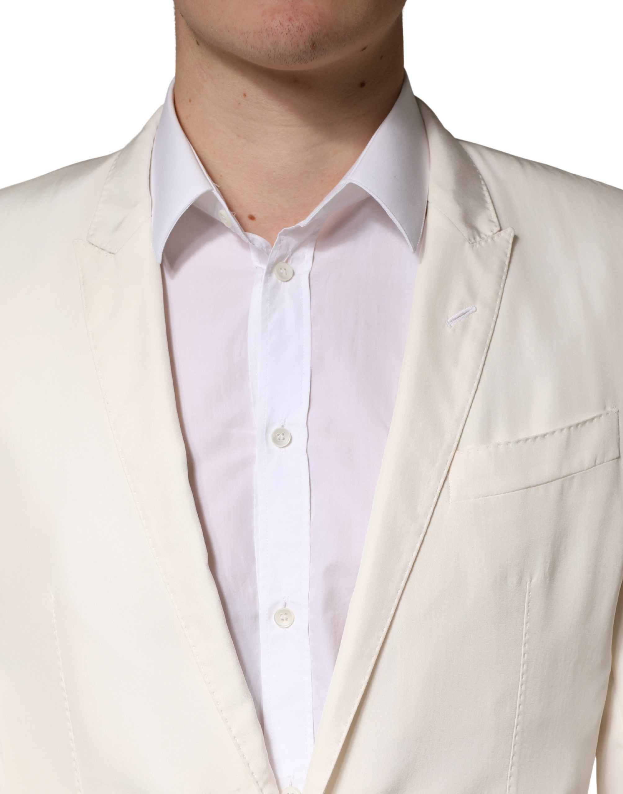 White Cotton Single Breasted Jacket Blazer Dolce & Gabbana