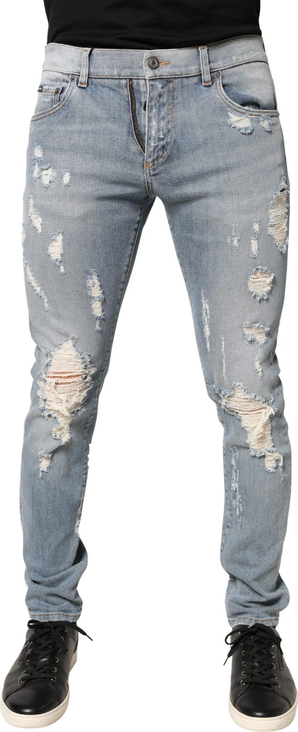 Dolce & Gabbana Light Blue Distressed Skinny Herren Jeans
