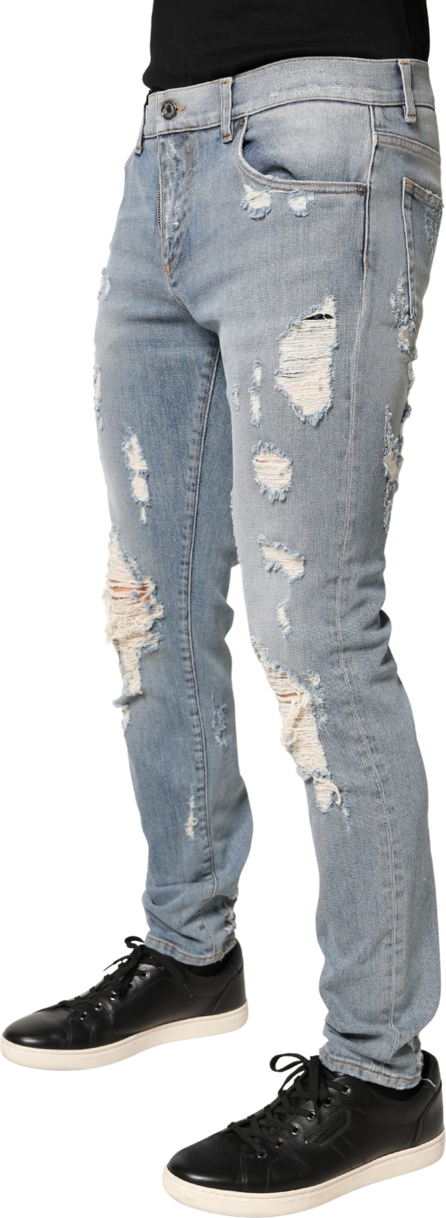 Dolce & Gabbana Light Blue Distressed Skinny Herren Jeans