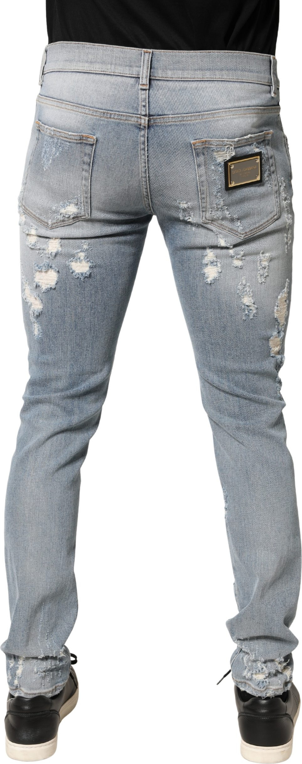 Dolce & Gabbana Light Blue Distressed Skinny Herren Jeans