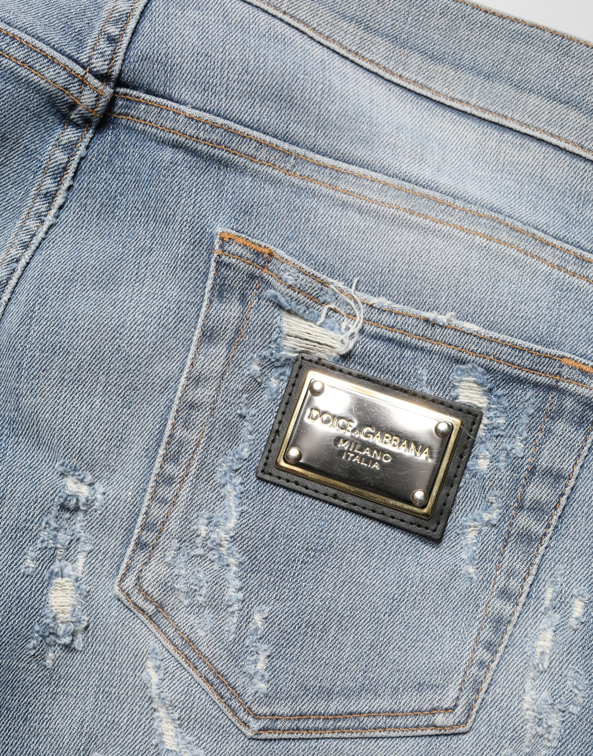 Dolce & Gabbana Light Blue Distressed Skinny Herren Jeans