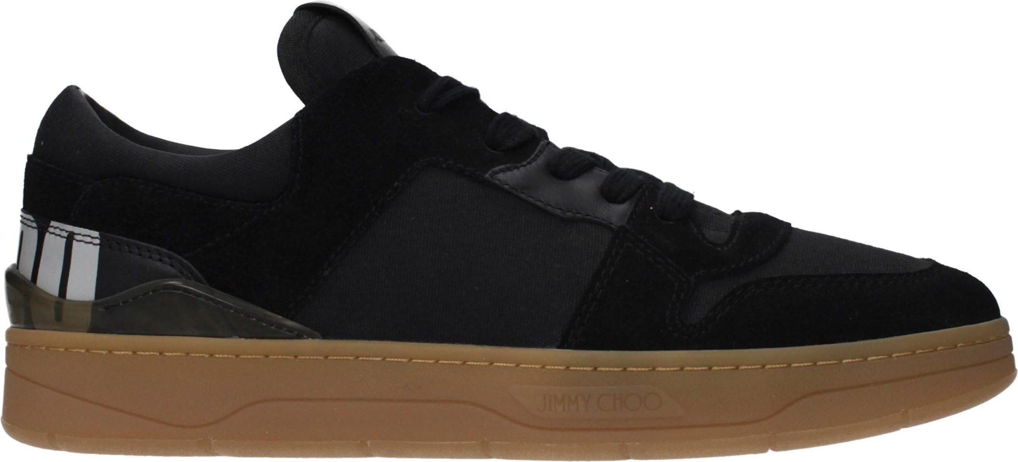 Jimmy Choo tomonidan ishlab chiqarilgan qora matoli krossovkalar