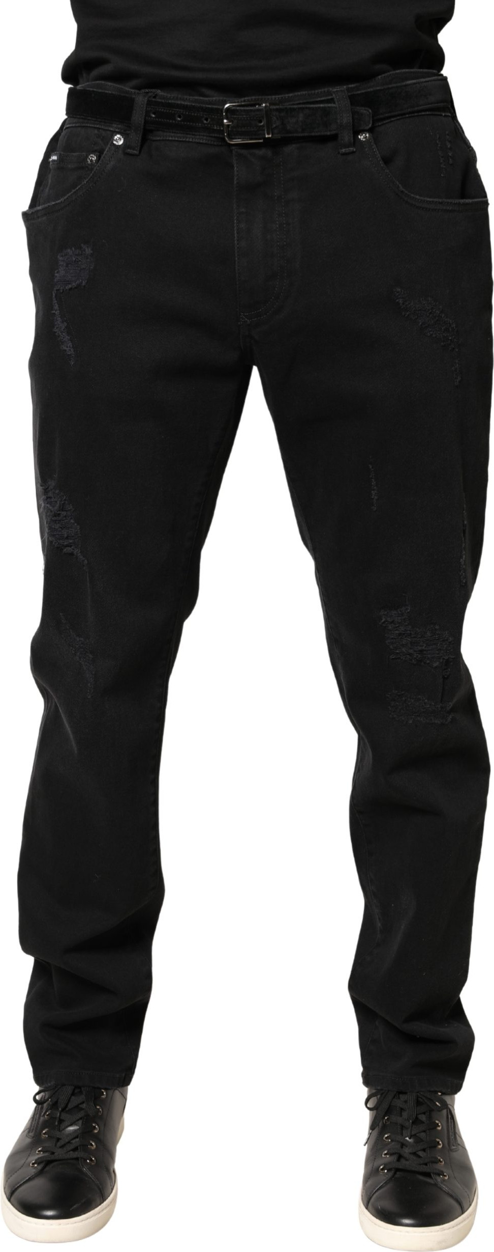 Черные рваные джинсы скинни Dolce & Gabbana из хлопка