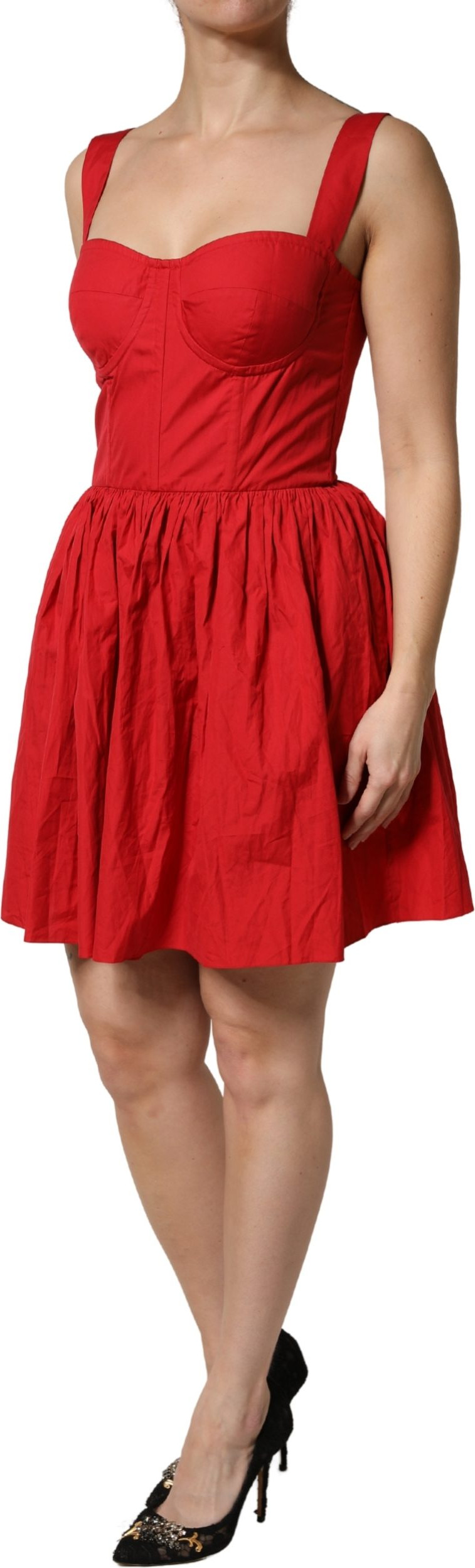 Red Cotton A-Line Sleeveless Mini Dress Dolce & Gabbana