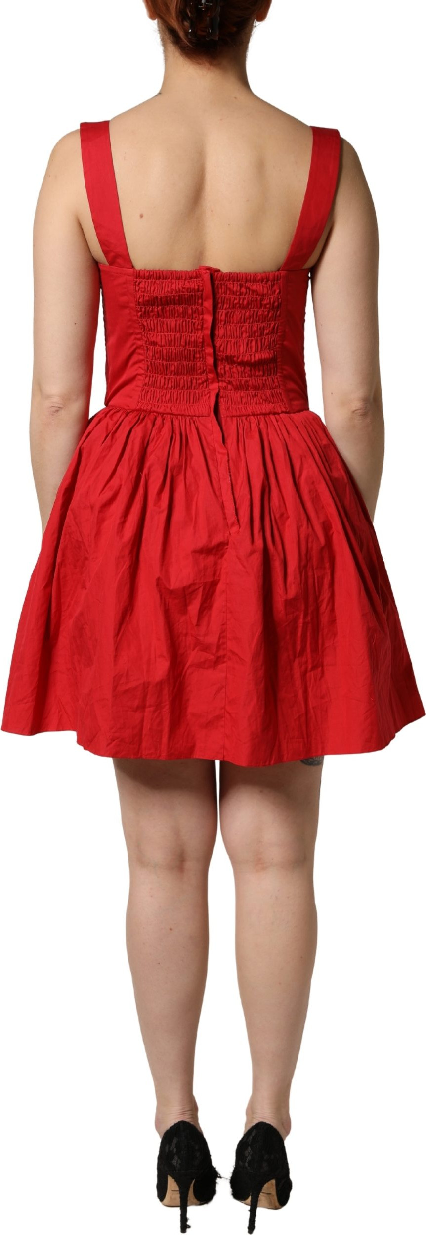 Red Cotton A-Line Sleeveless Mini Dress Dolce & Gabbana