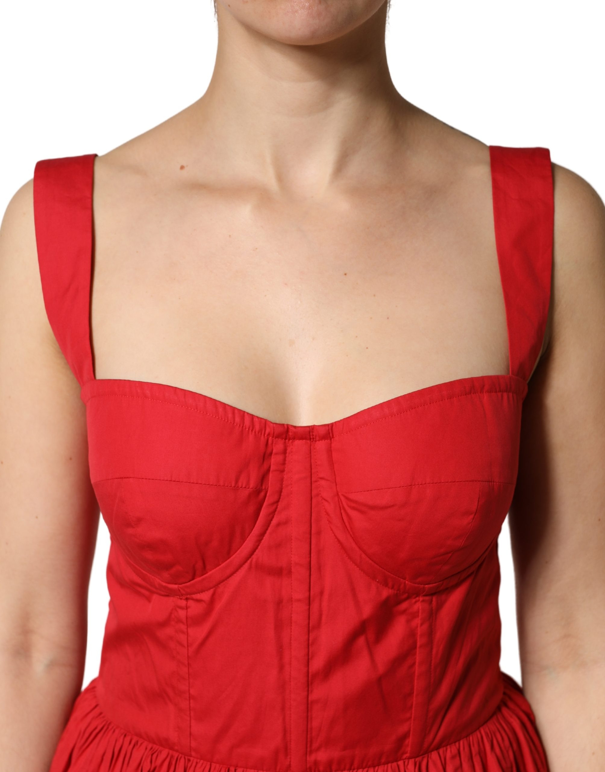 Red Cotton A-Line Sleeveless Mini Dress Dolce & Gabbana