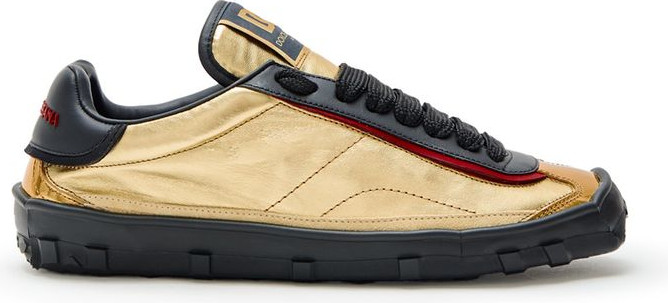 Gold Leather Low Top Sneakers Dolce & Gabbana