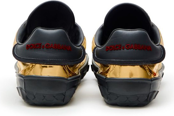 Gold Leather Low Top Sneakers Dolce & Gabbana