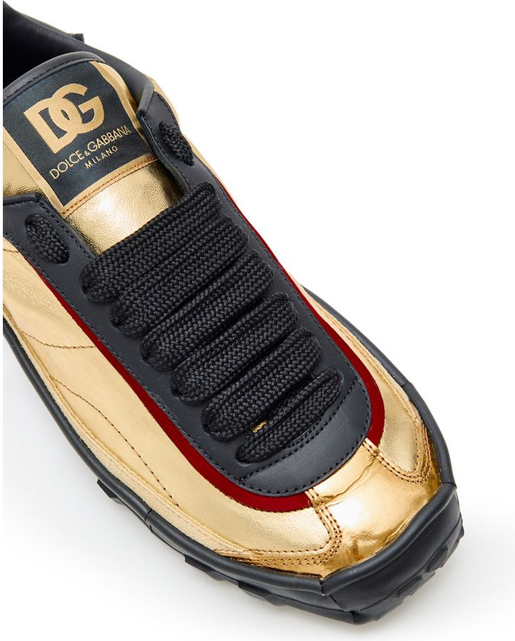 Gold Leather Low Top Sneakers Dolce & Gabbana