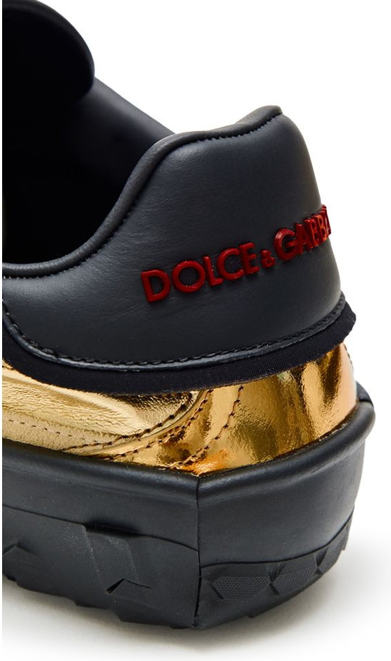 Gold Leather Low Top Sneakers Dolce & Gabbana