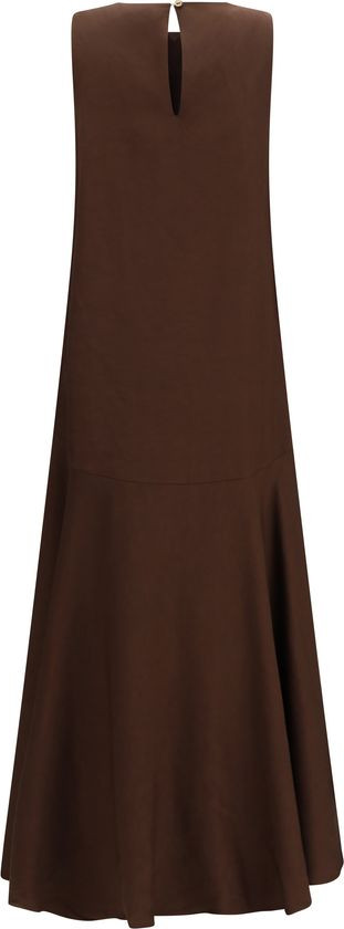Brown Linen Casual Dress