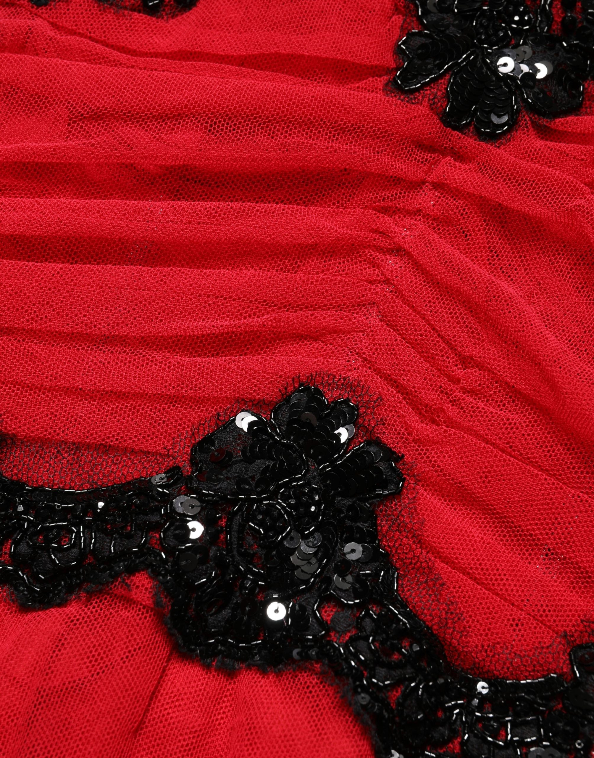 Red Mesh Trim Bodycon Sheath Midi Dress Dolce & Gabbana