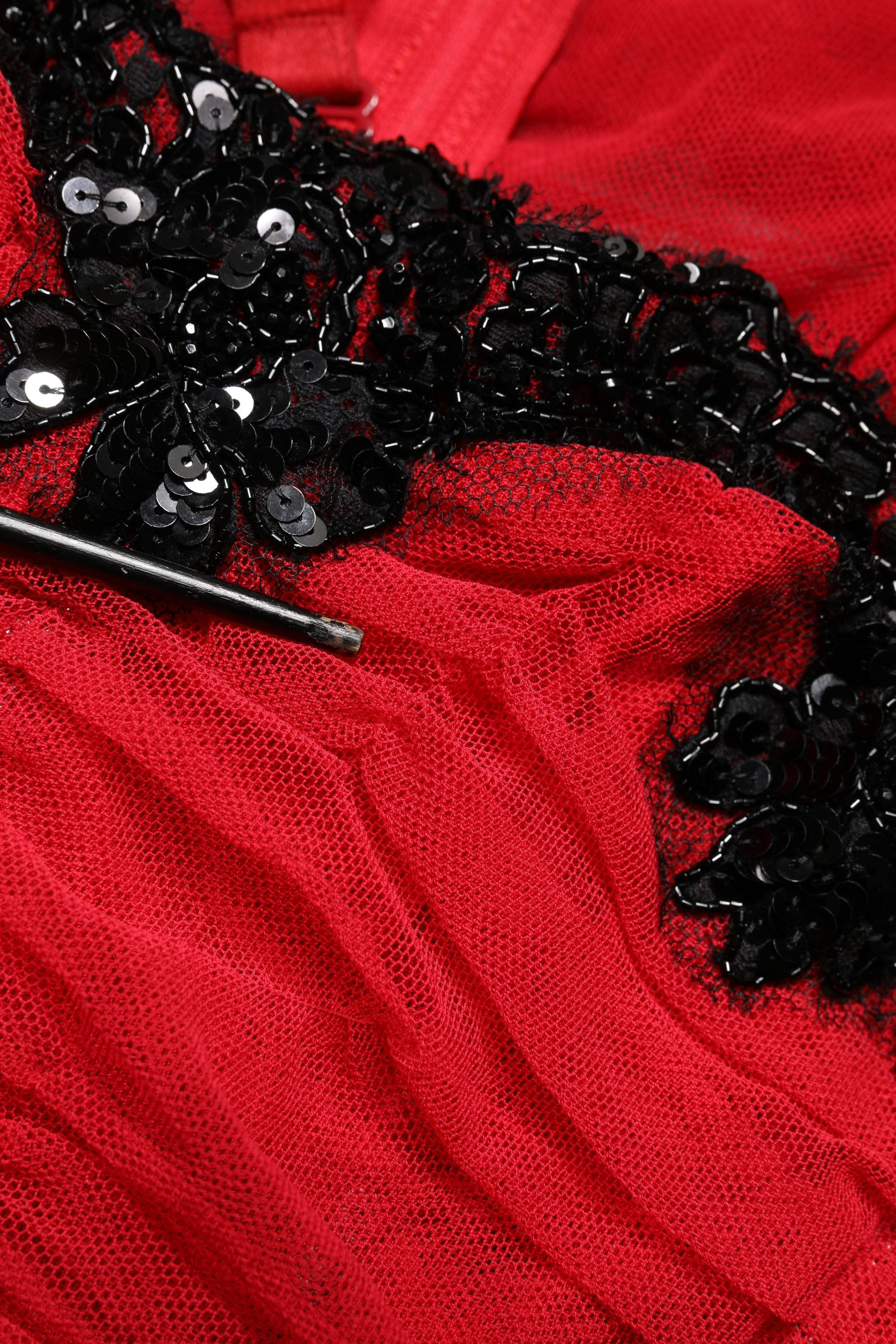 Red Mesh Trim Bodycon Sheath Midi Dress Dolce & Gabbana