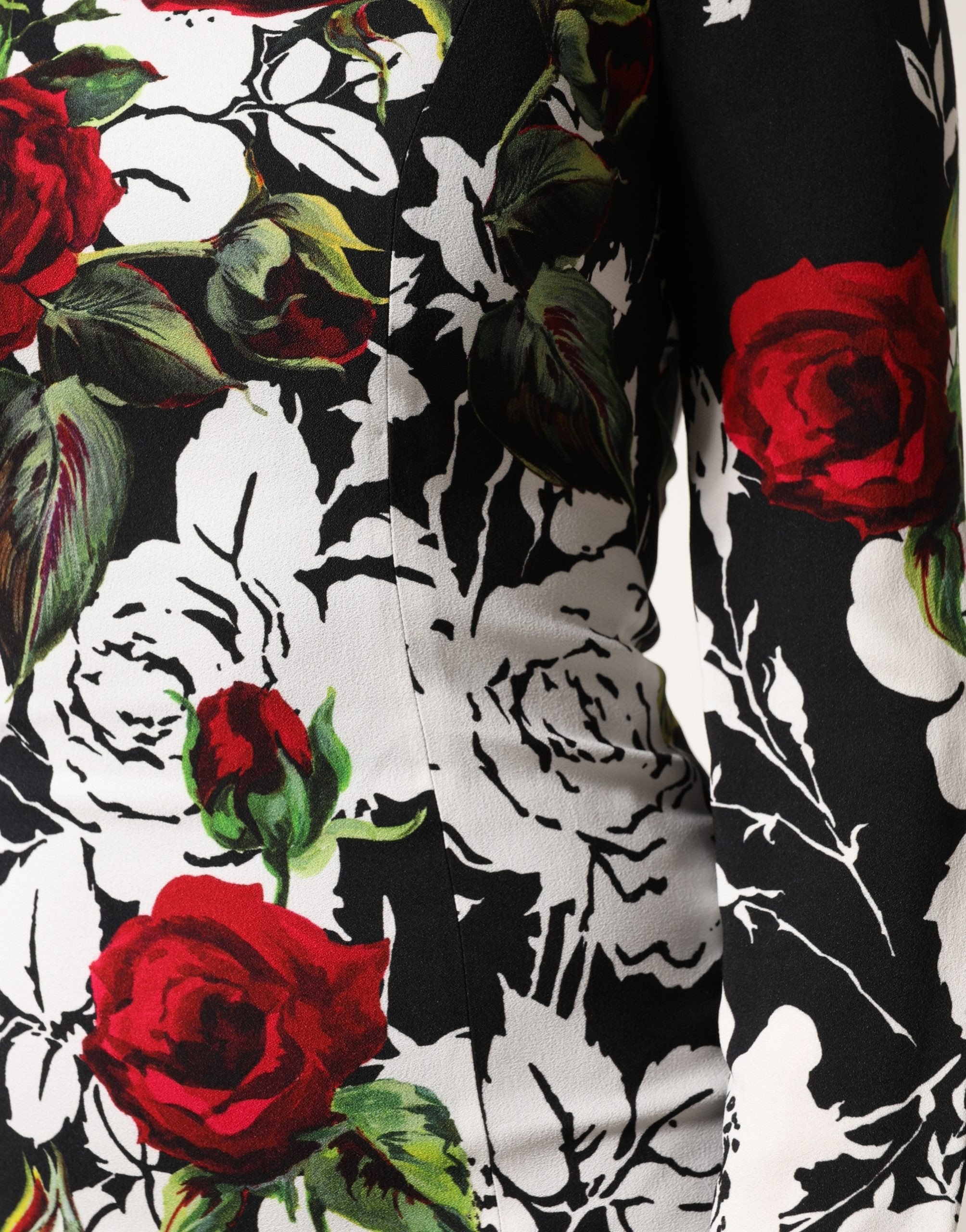 Black Floral Viscose Bodycon Long Gown Dress Dolce & Gabbana