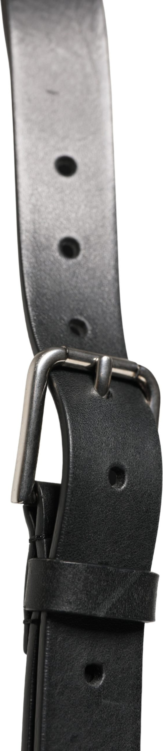 Black Double Strap Leather Silver Buckle Belt Dolce & Gabbana