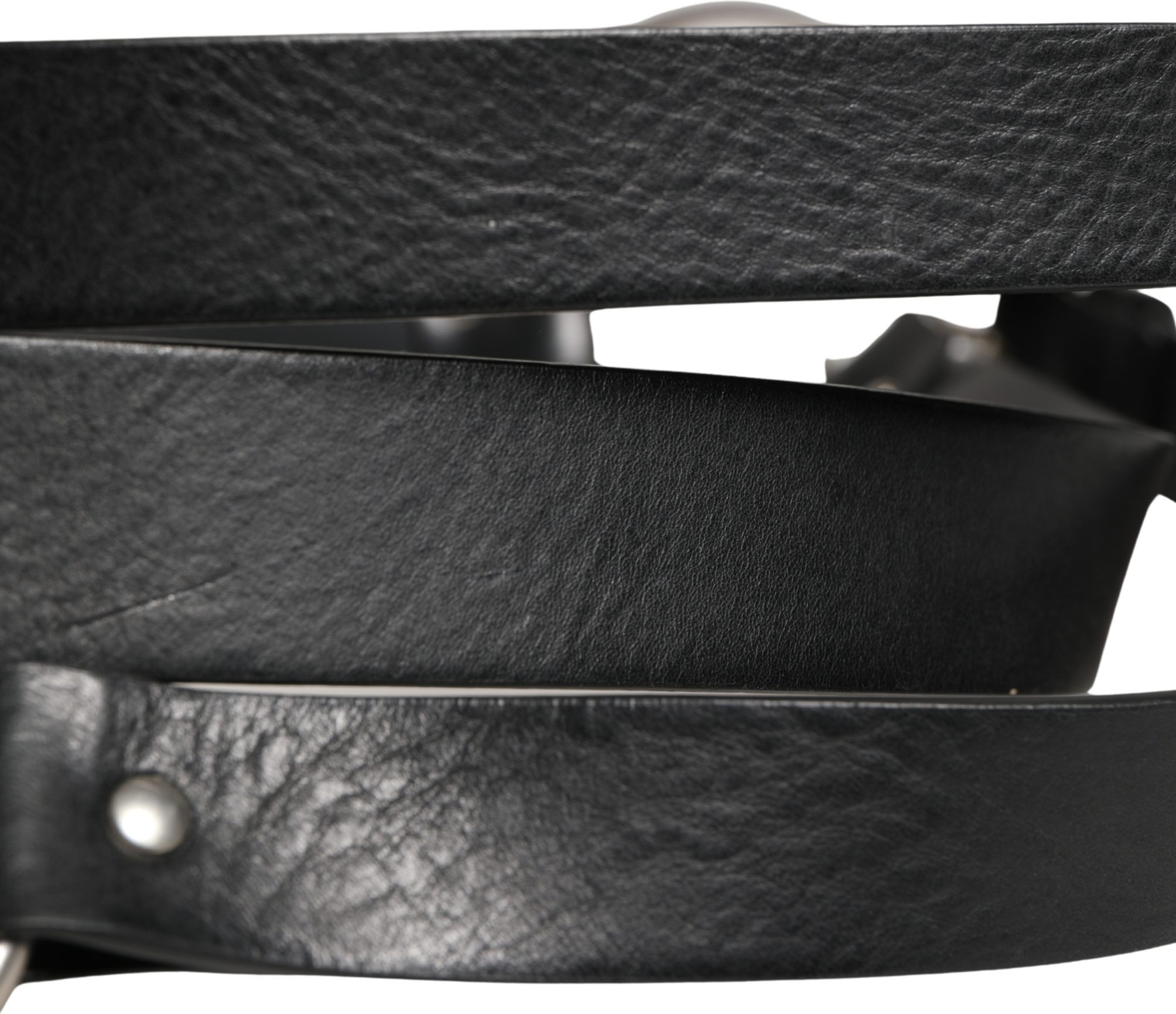 Black Double Strap Leather Silver Buckle Belt Dolce & Gabbana