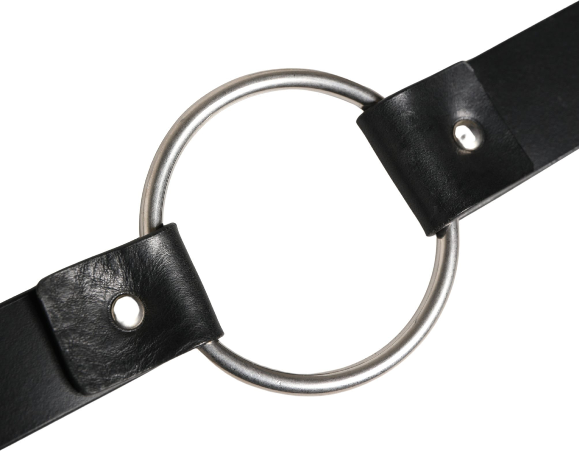 Black Double Strap Leather Silver Buckle Belt Dolce & Gabbana