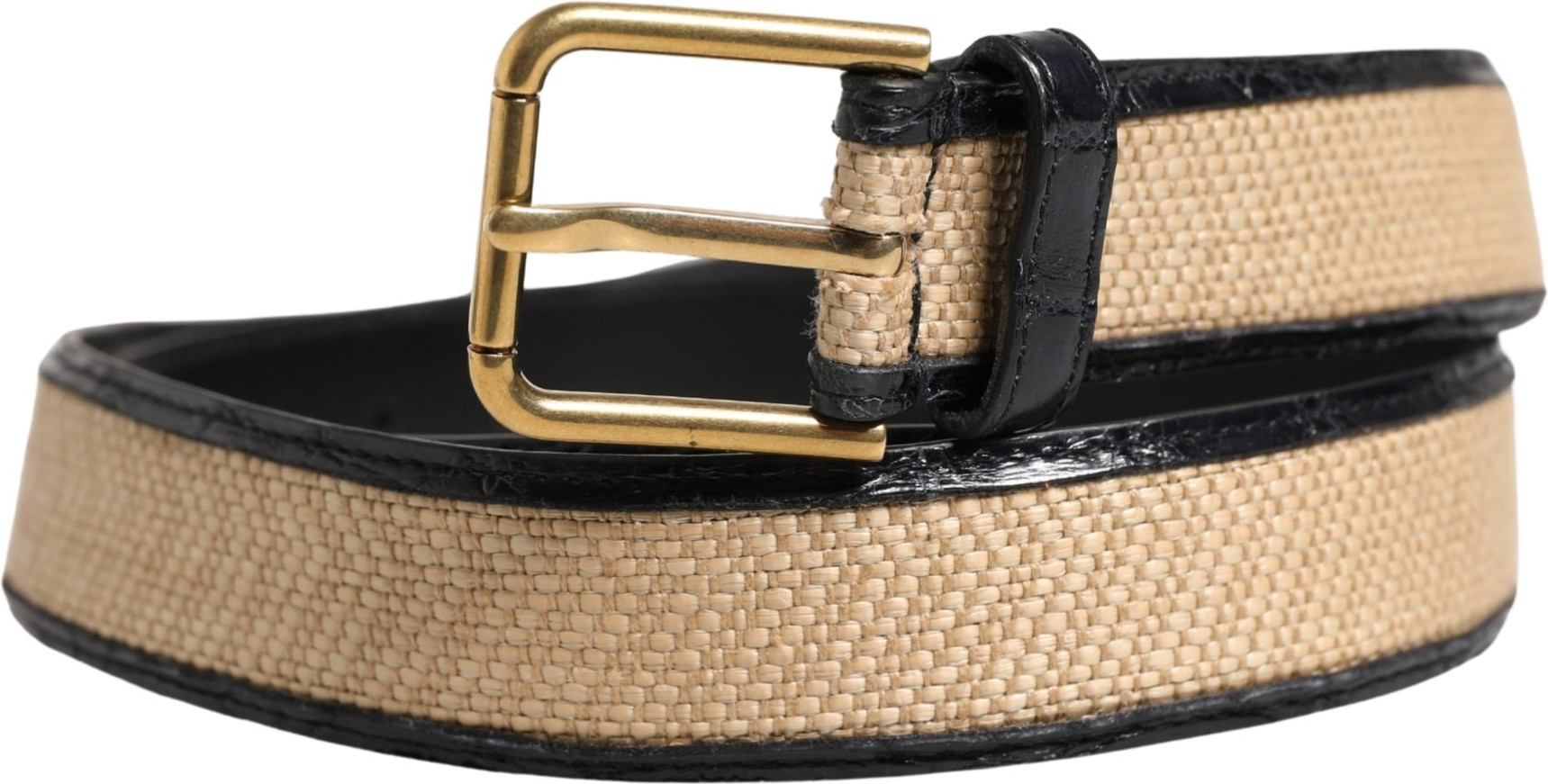Dolce & Gabbana Beige Gürtel aus geflochtenem Leder mit Metallschnalle