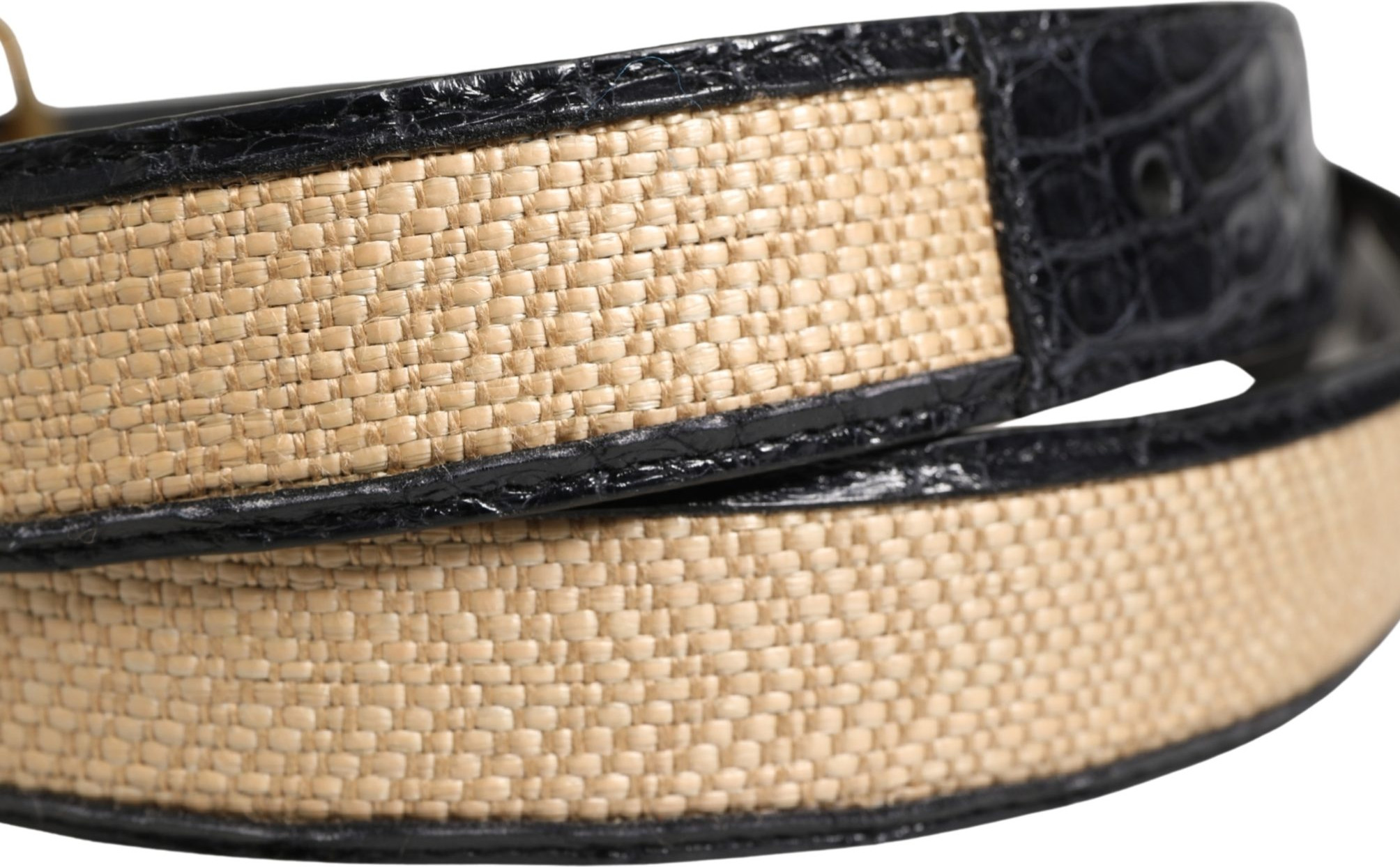 Dolce & Gabbana Beige Braided Leather Metal Buckle Belt