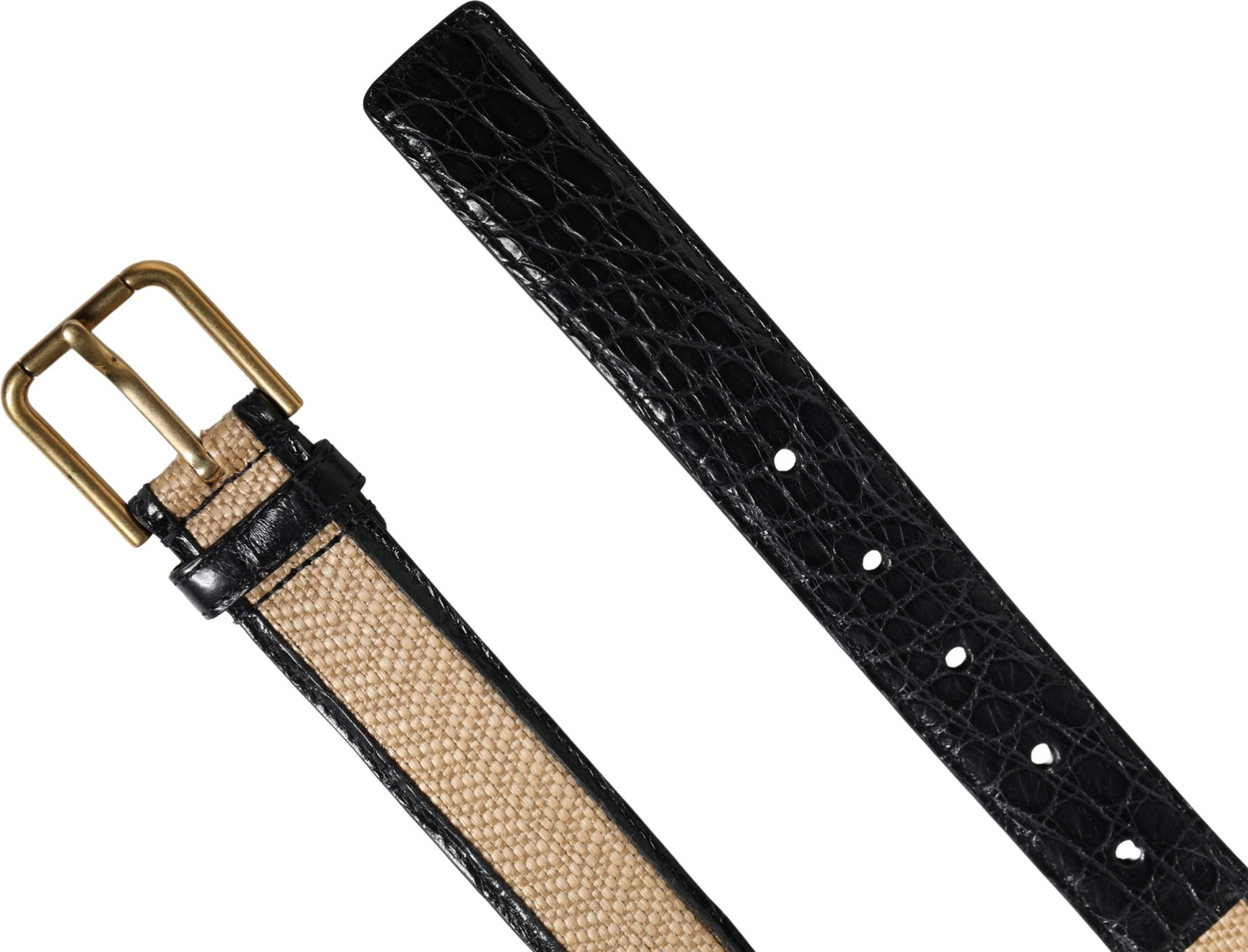 Dolce & Gabbana Beige Braided Leather Metal Buckle Belt