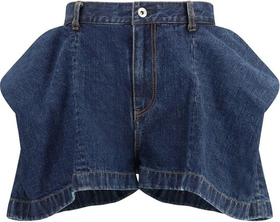 Blue Cotton Bermuda Shorts by Sacai