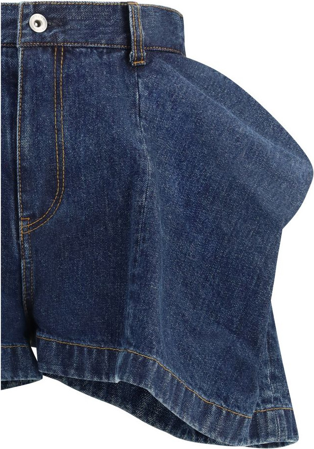 Blue Cotton Bermuda Shorts by Sacai