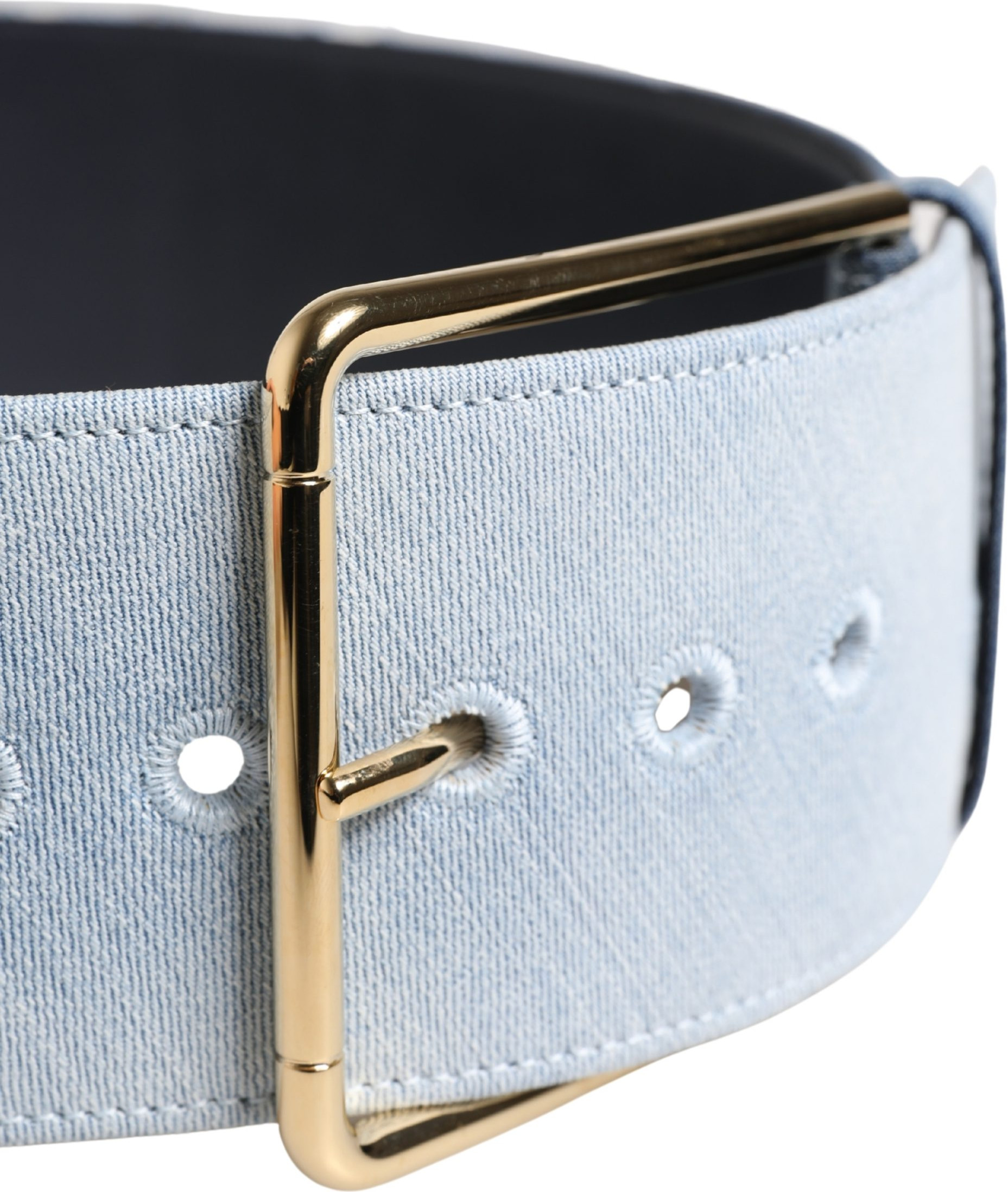 Blue Two Tone Denim Gold Metal Buckle Belt Dolce & Gabbana